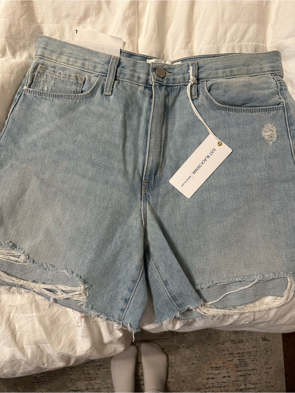 Just Black Light Wash Distressed High-Rise Denim Shorts